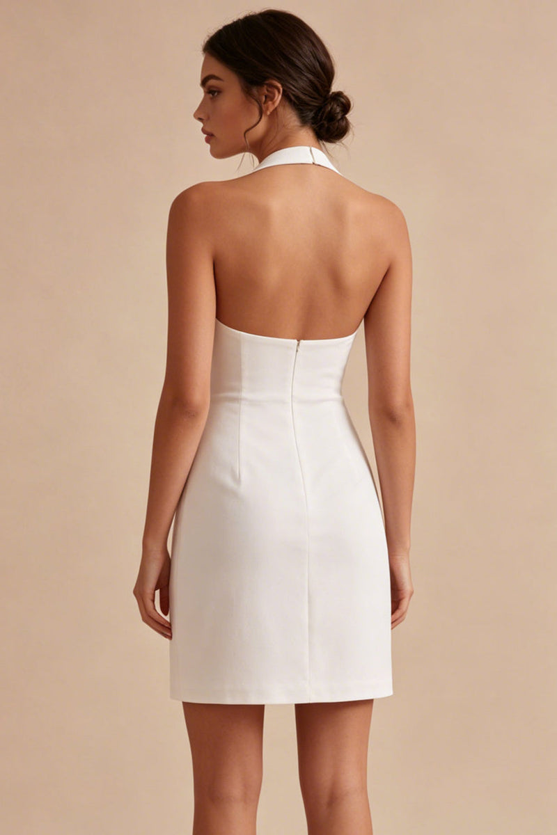 Laden Sie das Bild in den Galerie-Viewer, Neckholder Bodycon Gerafftes Standesamtkleid