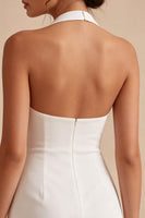 Laden Sie das Bild in den Galerie-Viewer, Neckholder Bodycon Gerafftes Standesamtkleid