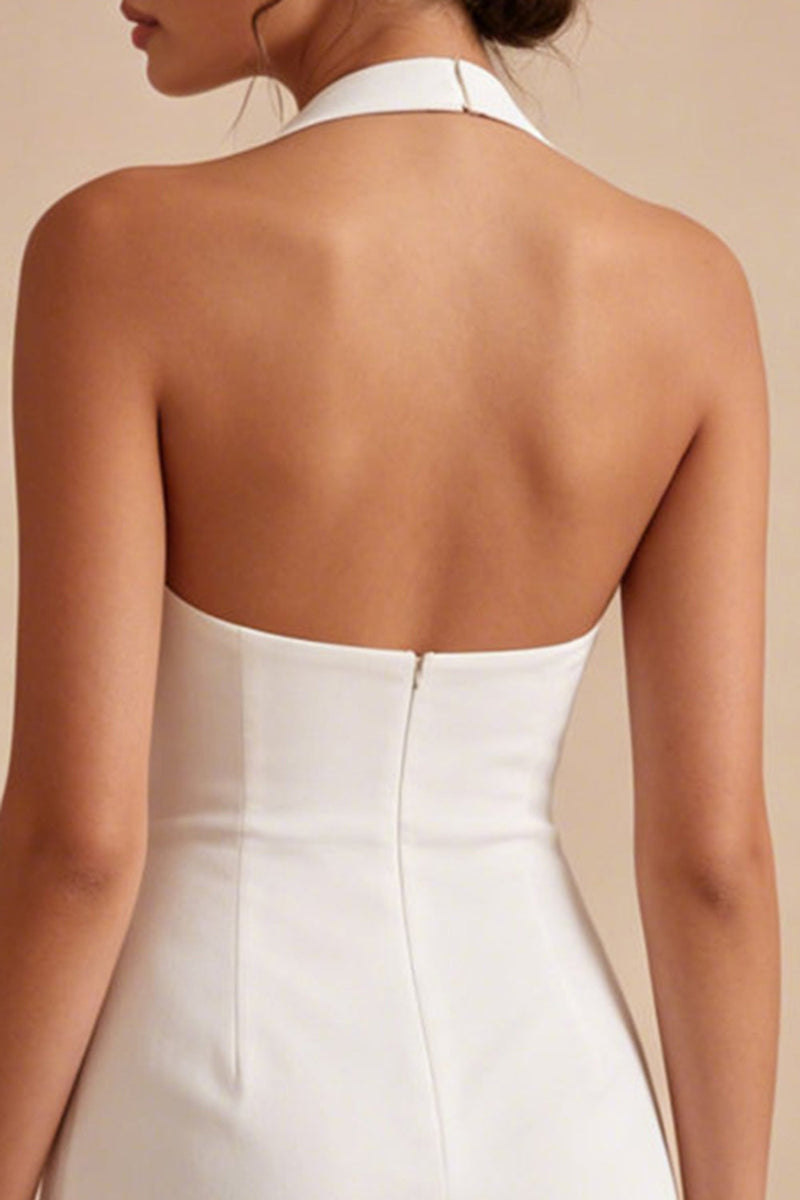 Laden Sie das Bild in den Galerie-Viewer, Neckholder Bodycon Gerafftes Standesamtkleid