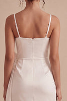 Laden Sie das Bild in den Galerie-Viewer, Weißes Bodycon Spaghettiträger Mini Standesamtkleid mit Schleife