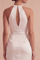 Laden Sie das Bild in den Galerie-Viewer, Weißes Halter Bodycon Gerafftes Schlüsselloch Mini Standesamtkleid