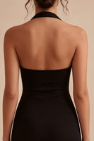 Laden Sie das Bild in den Galerie-Viewer, Einfaches Neckholder-Bodycon-Satin-Kleines Schwarzes Kleid