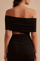 Laden Sie das Bild in den Galerie-Viewer, Abgeschnittenes, schulterlanges kleines schwarzes Kleid