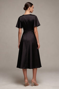 Flutter-Ärmel V-Ausschnitt, langes A-Linien-Festkleid