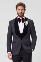 Laden Sie das Bild in den Galerie-Viewer, 2-teilige schwarze Schal-Revers mit einem Knopf Herren-Hochzeitsanzüge mit Perlen