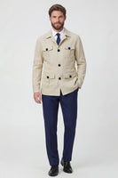 Laden Sie das Bild in den Galerie-Viewer, Beige, einreihige Herrenjacke mit Notch-Notch-Revers