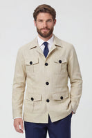 Laden Sie das Bild in den Galerie-Viewer, Beige, einreihige Herrenjacke mit Notch-Notch-Revers