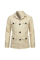 Laden Sie das Bild in den Galerie-Viewer, Beige, einreihige Herrenjacke mit Notch-Notch-Revers