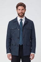 Laden Sie das Bild in den Galerie-Viewer, Beige, einreihige Herrenjacke mit Notch-Notch-Revers