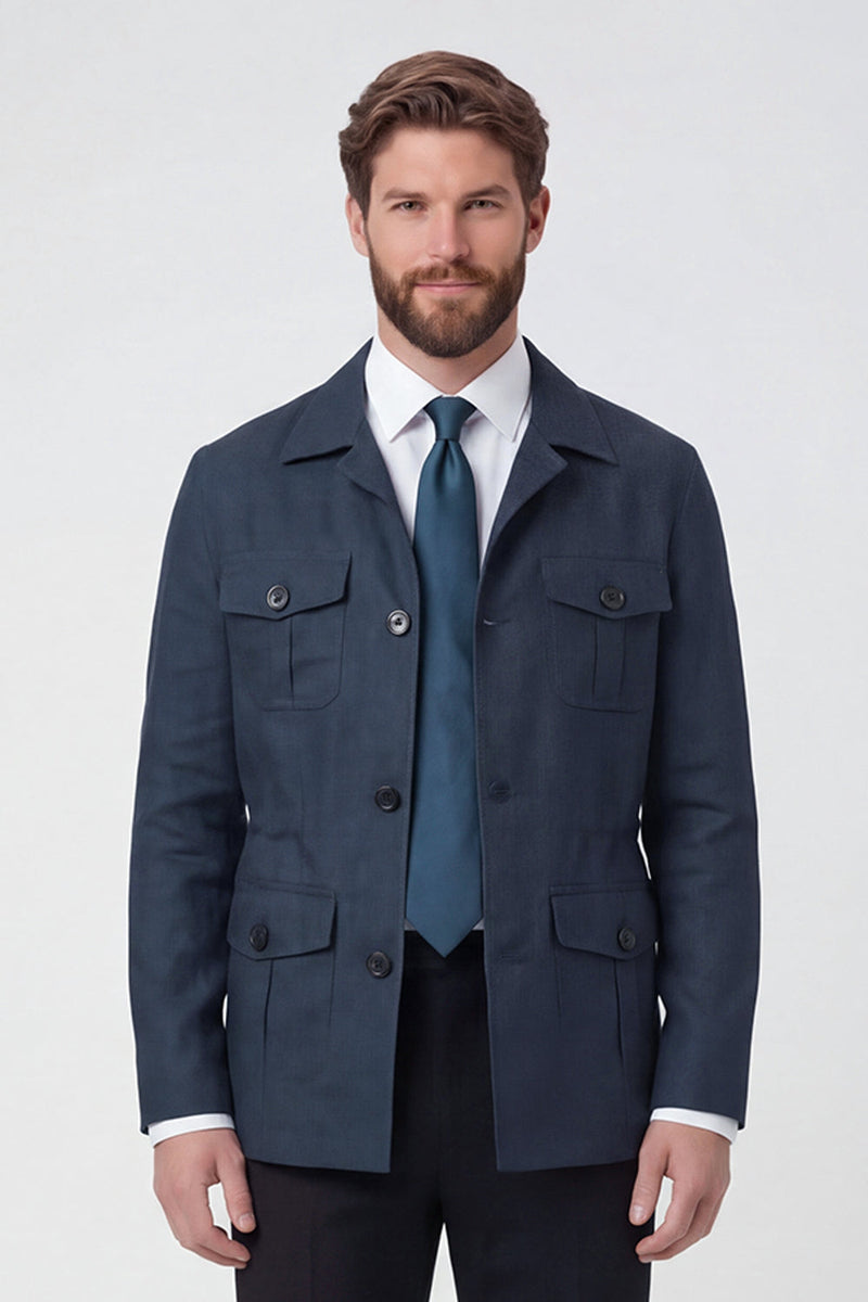 Laden Sie das Bild in den Galerie-Viewer, Beige, einreihige Herrenjacke mit Notch-Notch-Revers