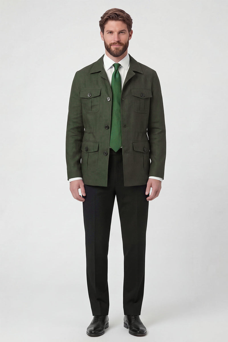 Laden Sie das Bild in den Galerie-Viewer, Beige, einreihige Herrenjacke mit Notch-Notch-Revers