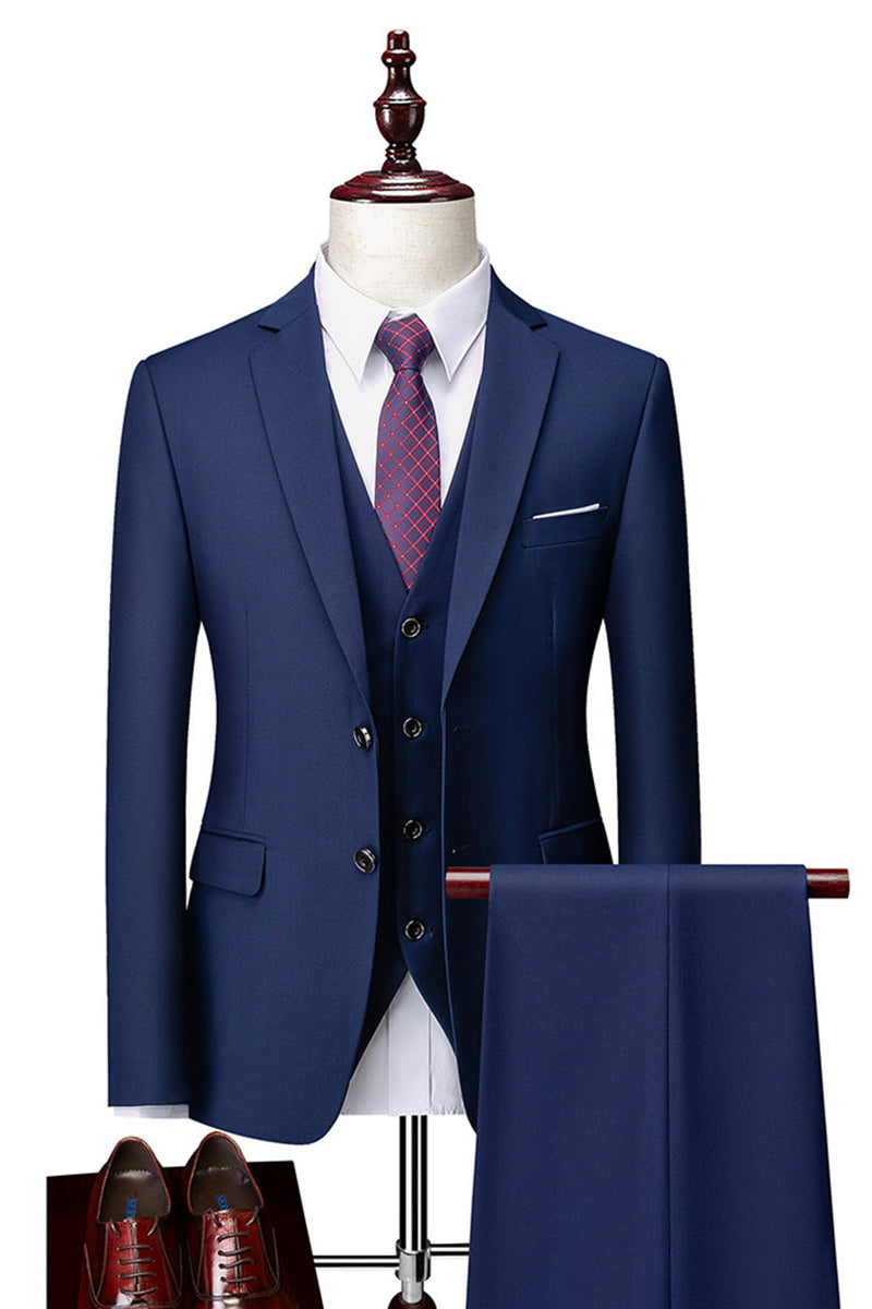 Laden Sie das Bild in den Galerie-Viewer, 2-teilige Notch-Revers dunkelgraue einreihige Herren-Abschlussballanzüge