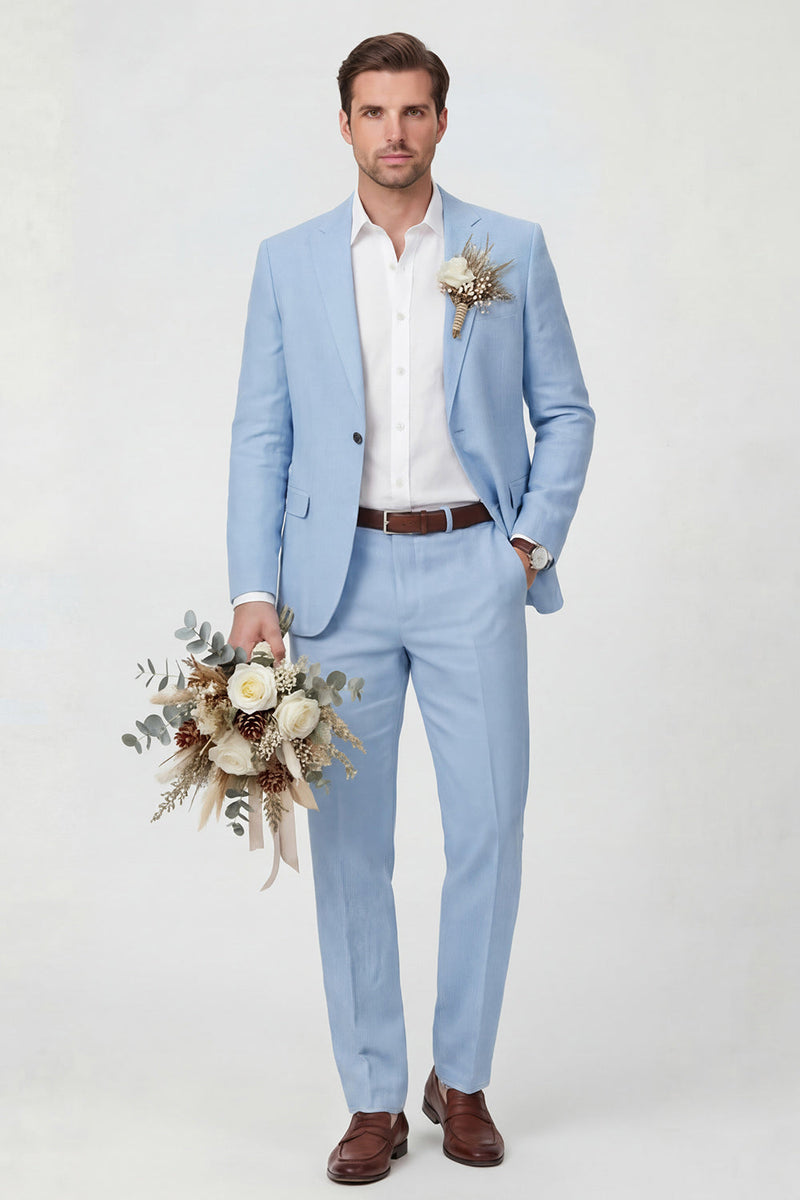Laden Sie das Bild in den Galerie-Viewer, Notch Revers Beige Einknopf-Zweiteiler Herren-Hochzeitsanzüge