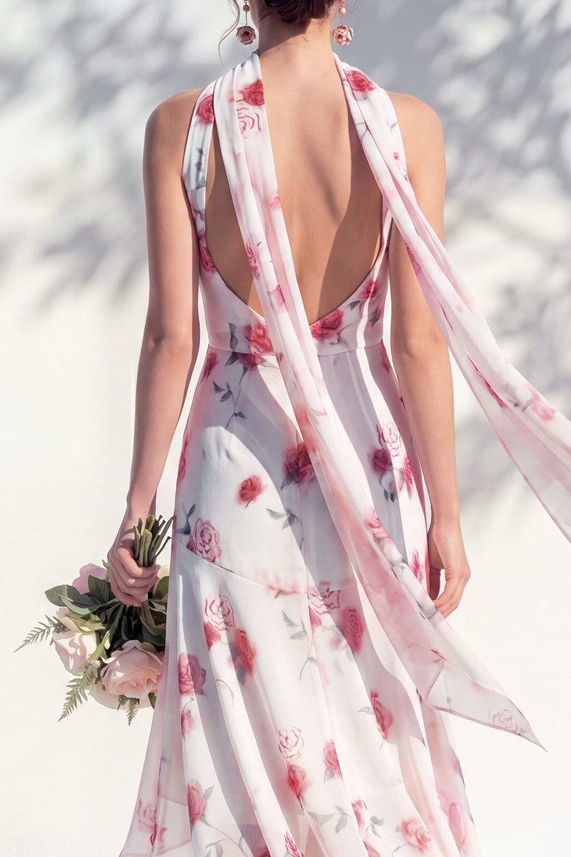 Laden Sie das Bild in den Galerie-Viewer, Grünes Blumen-Meerjungfrauen-V-Ausschnitt-Brautjungfernkleid mit Schal