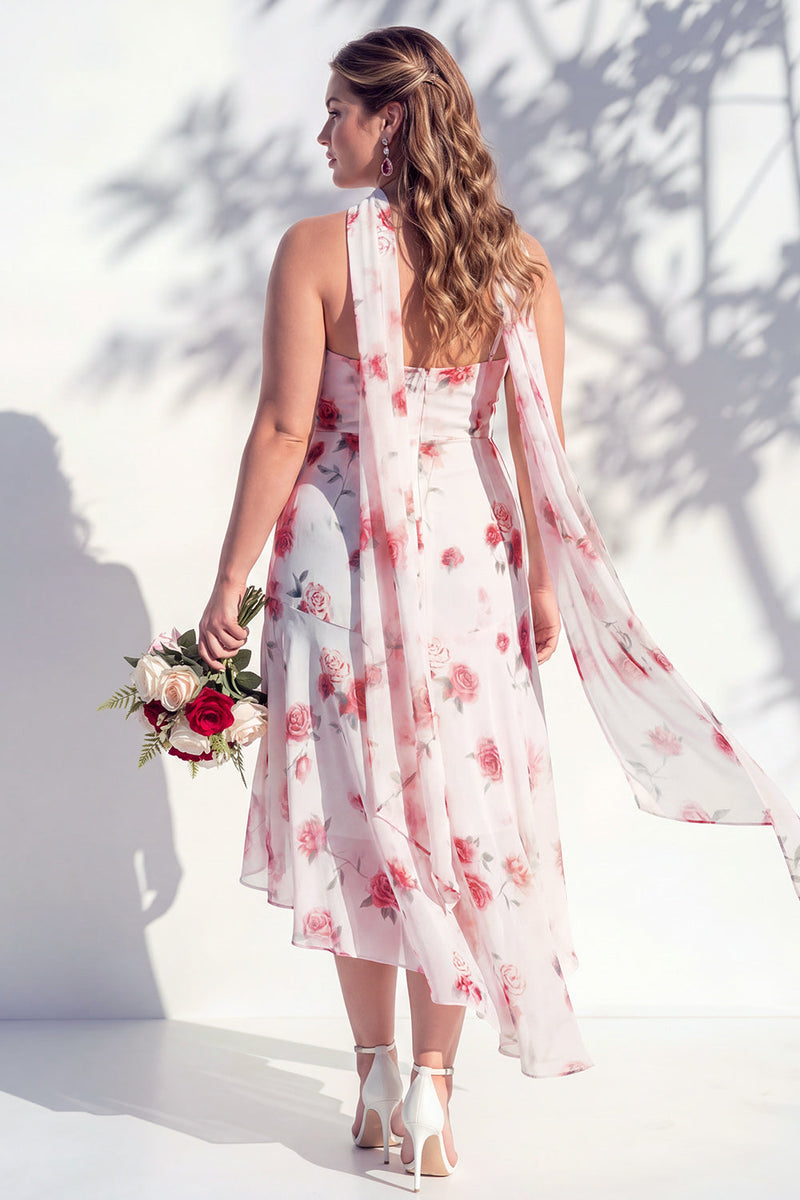 Laden Sie das Bild in den Galerie-Viewer, Grünes Blumen-Meerjungfrauen-V-Ausschnitt-Brautjungfernkleid mit Schal