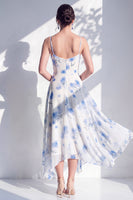 Laden Sie das Bild in den Galerie-Viewer, Grünes Blumenkleid mit A-Linie mit Cowl-Ausschnitt und Brautjungfernkleid