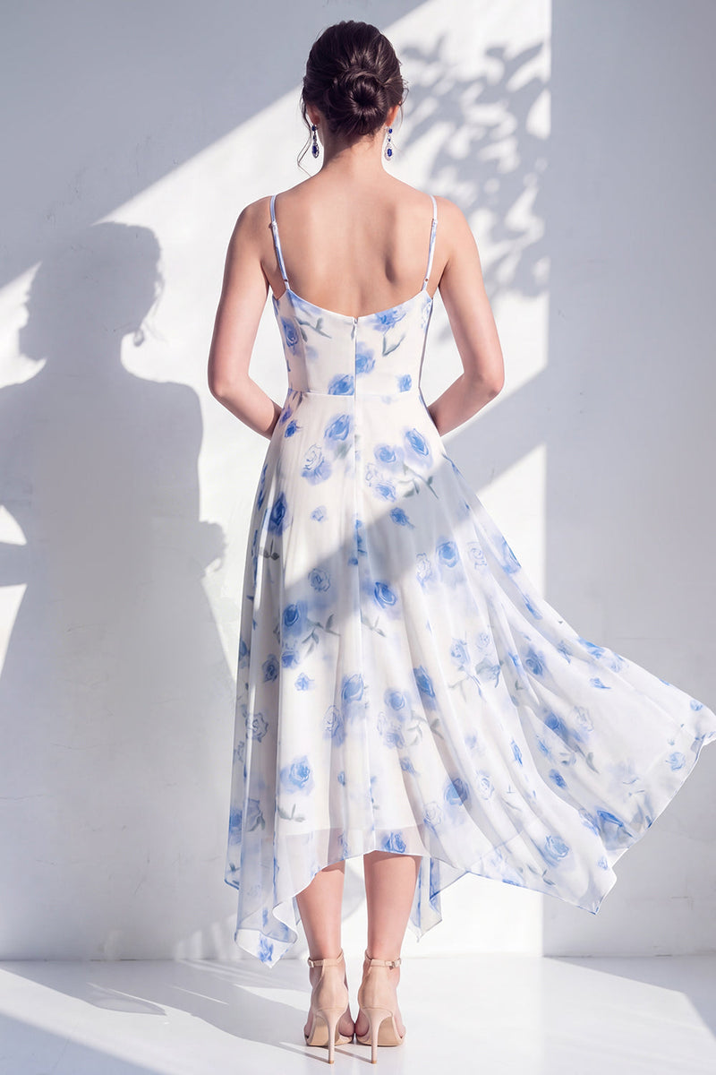 Laden Sie das Bild in den Galerie-Viewer, Grünes Blumenkleid mit A-Linie mit Cowl-Ausschnitt und Brautjungfernkleid