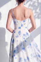 Laden Sie das Bild in den Galerie-Viewer, Grünes Blumenkleid mit A-Linie mit Cowl-Ausschnitt und Brautjungfernkleid