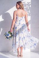 Laden Sie das Bild in den Galerie-Viewer, Grünes Blumenkleid mit A-Linie mit Cowl-Ausschnitt und Brautjungfernkleid