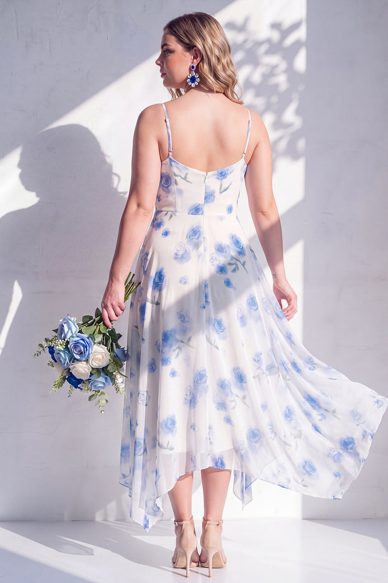 Laden Sie das Bild in den Galerie-Viewer, Grünes Blumenkleid mit A-Linie mit Cowl-Ausschnitt und Brautjungfernkleid