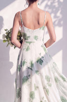 Laden Sie das Bild in den Galerie-Viewer, Grünes Blumenkleid mit A-Linie mit Cowl-Ausschnitt und Brautjungfernkleid