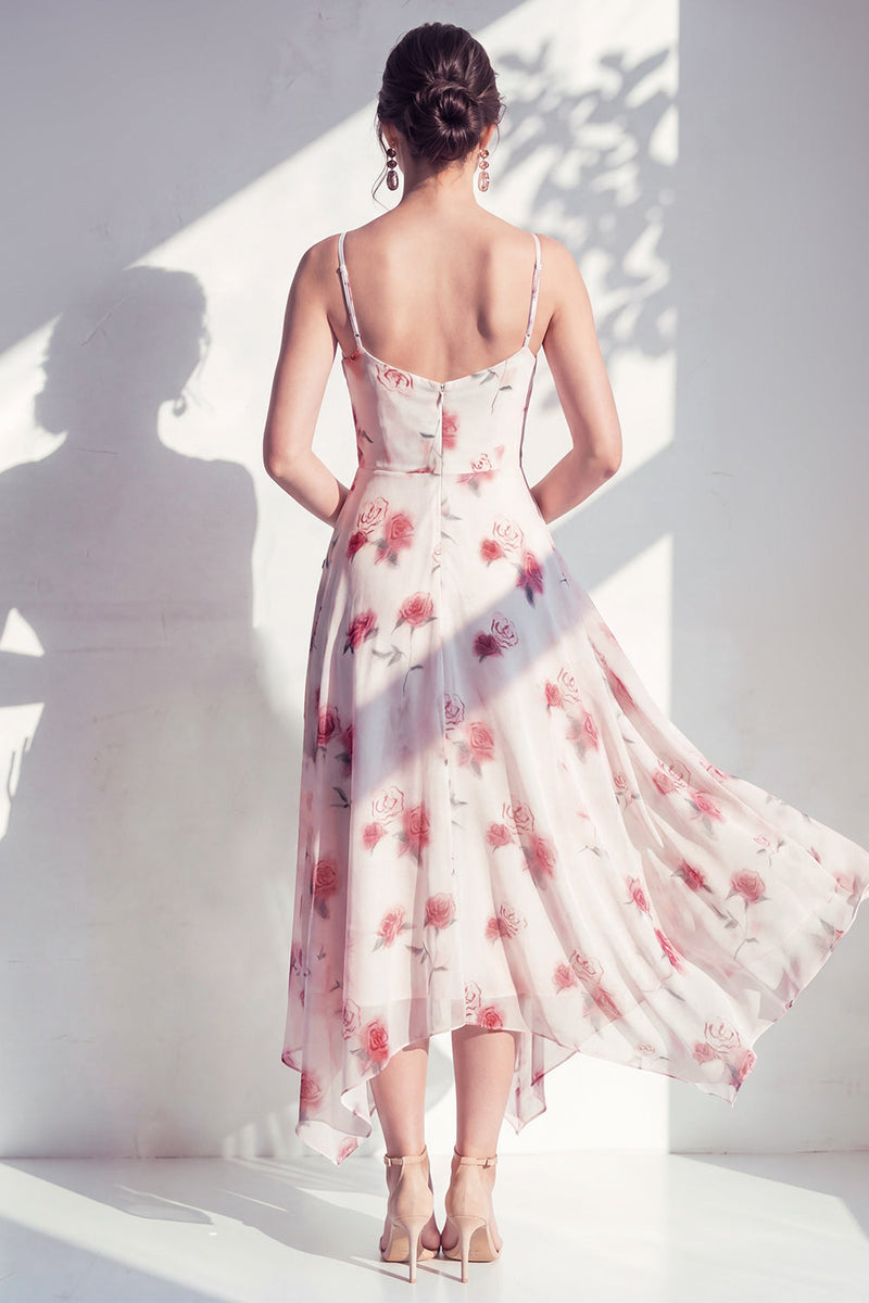 Laden Sie das Bild in den Galerie-Viewer, Grünes Blumenkleid mit A-Linie mit Cowl-Ausschnitt und Brautjungfernkleid