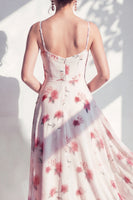 Laden Sie das Bild in den Galerie-Viewer, Grünes Blumenkleid mit A-Linie mit Cowl-Ausschnitt und Brautjungfernkleid