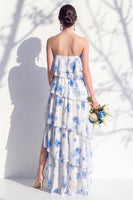 Laden Sie das Bild in den Galerie-Viewer, Trägerloses, gestuftes grünes Blumen-A-Linie Brautjungfernkleid