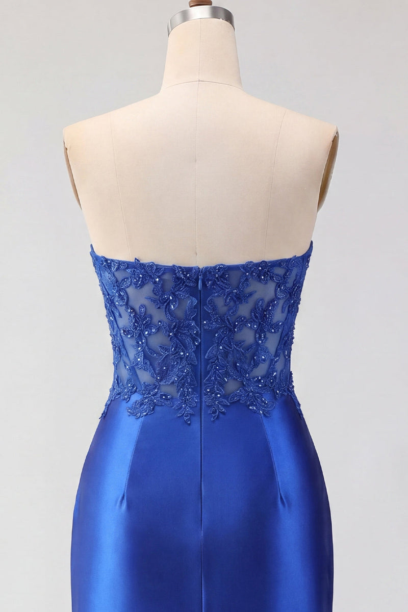 Laden Sie das Bild in den Galerie-Viewer, Rotes Satin-Sweetheart-Schnitt mit transparentem Korsett Homecoming-Kleid