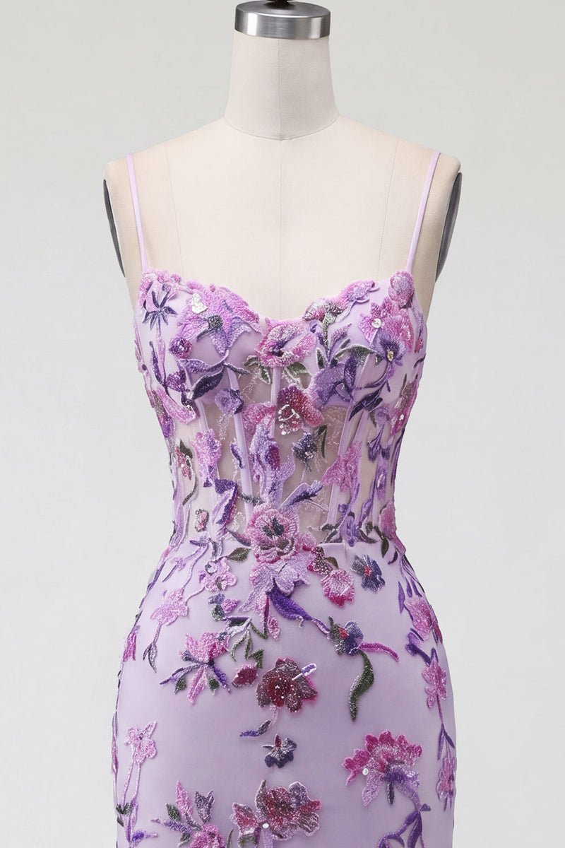 Laden Sie das Bild in den Galerie-Viewer, Rouge Bodycon Neckholderhals Transparentes Korsett, Pailletten Heimkehrkleid