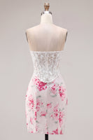 Laden Sie das Bild in den Galerie-Viewer, Weiße Fuchsienblume Sweetheart Bodycon transparentes Korsett-Homecoming-Kleid