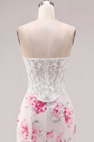 Laden Sie das Bild in den Galerie-Viewer, Weiße Fuchsienblume Sweetheart Bodycon transparentes Korsett-Homecoming-Kleid