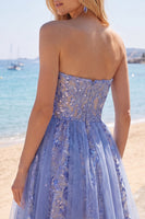 Laden Sie das Bild in den Galerie-Viewer, Glitzerndes graublaues, gerafftes Korsett-Homecoming-Kleid mit Spitze