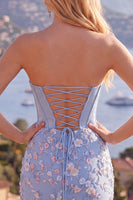 Laden Sie das Bild in den Galerie-Viewer, Sweetheart Pink Corset Bodycon Blumen Kurzes Abendkleid mit Applikationen