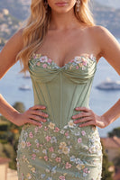 Laden Sie das Bild in den Galerie-Viewer, Sweetheart Pink Corset Bodycon Blumen Kurzes Abendkleid mit Applikationen