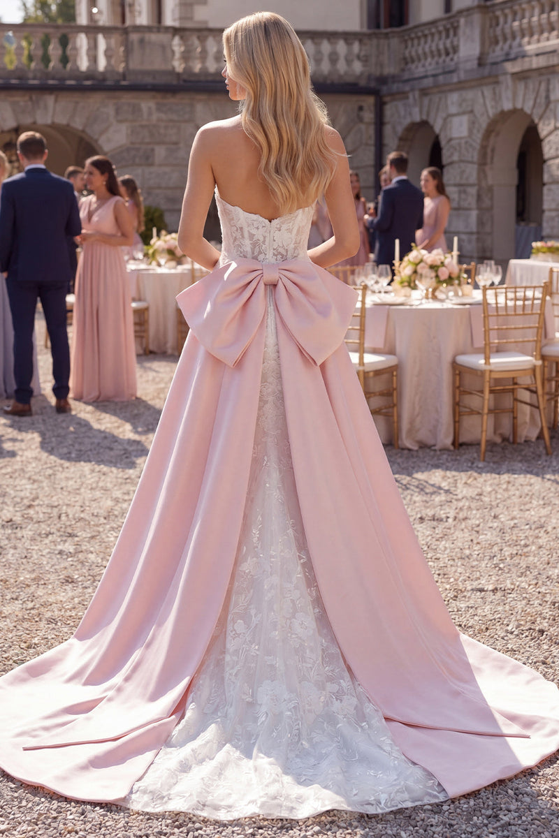 Laden Sie das Bild in den Galerie-Viewer, Glitzerndes weißes Blumen-Sweetheart Meerjungfrauen-Sweep-Schlafkleid mit Umhang