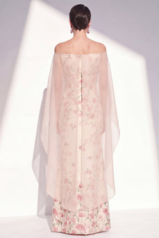 Aprikosen-Trägerloses Blumen-Meerjungfrauen-Lange Mutter-der-Braut-Kleid mit Umhang