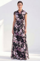 Laden Sie das Bild in den Galerie-Viewer, Weißes A-Linien-Blumen-Langkleid der Braut mit Gürtel