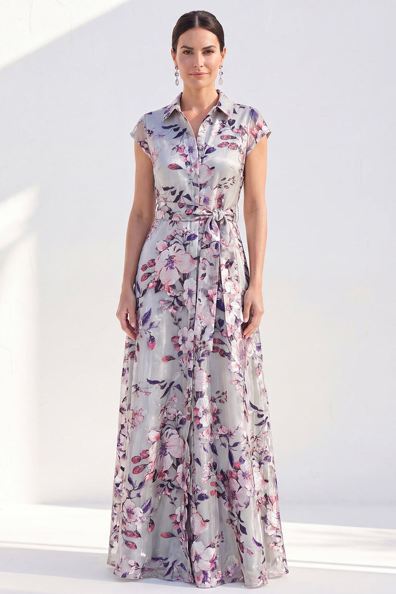 Laden Sie das Bild in den Galerie-Viewer, Weißes A-Linien-Blumen-Langkleid der Braut mit Gürtel