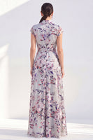 Laden Sie das Bild in den Galerie-Viewer, Weißes A-Linien-Blumen-Langkleid der Braut mit Gürtel