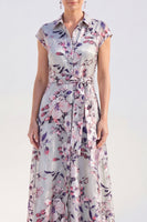 Laden Sie das Bild in den Galerie-Viewer, Weißes A-Linien-Blumen-Langkleid der Braut mit Gürtel