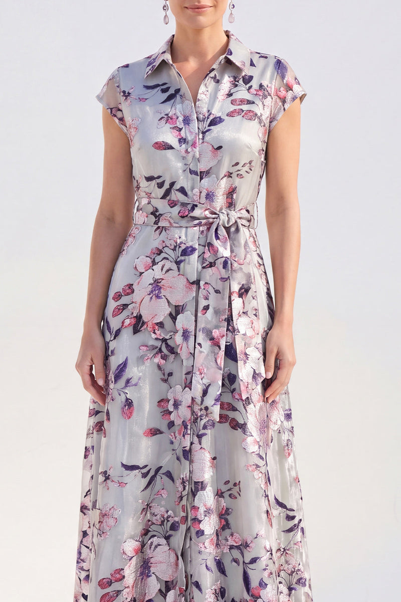 Laden Sie das Bild in den Galerie-Viewer, Weißes A-Linien-Blumen-Langkleid der Braut mit Gürtel