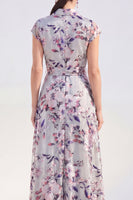 Laden Sie das Bild in den Galerie-Viewer, Weißes A-Linien-Blumen-Langkleid der Braut mit Gürtel