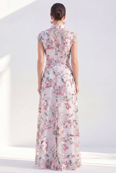 Weißes A-Linien-Blumen-Langkleid der Braut mit Gürtel