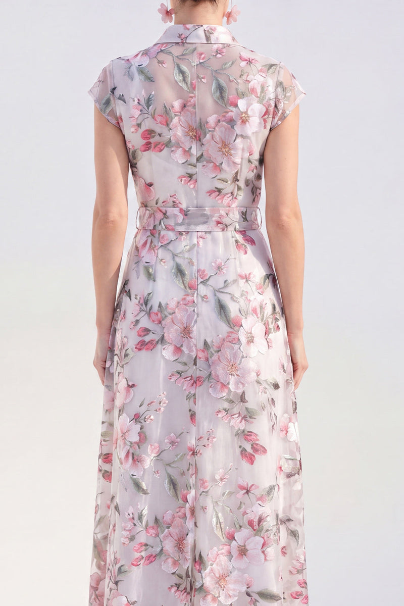 Laden Sie das Bild in den Galerie-Viewer, Weißes A-Linien-Blumen-Langkleid der Braut mit Gürtel