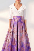 Laden Sie das Bild in den Galerie-Viewer, A-Line marineblaues Blumenkleid der Mutter der Braut mit 3/4 Ärmeln