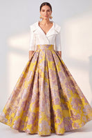 Laden Sie das Bild in den Galerie-Viewer, A-Line marineblaues Blumenkleid der Mutter der Braut mit 3/4 Ärmeln