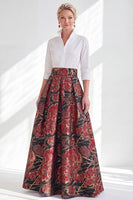 Laden Sie das Bild in den Galerie-Viewer, Fuchsia Blumen A-Linie langes Mutter der Braut Kleid mit 3/4-Ärmeln
