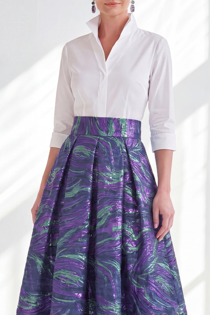 Laden Sie das Bild in den Galerie-Viewer, Fuchsia Blumen A-Linie langes Mutter der Braut Kleid mit 3/4-Ärmeln
