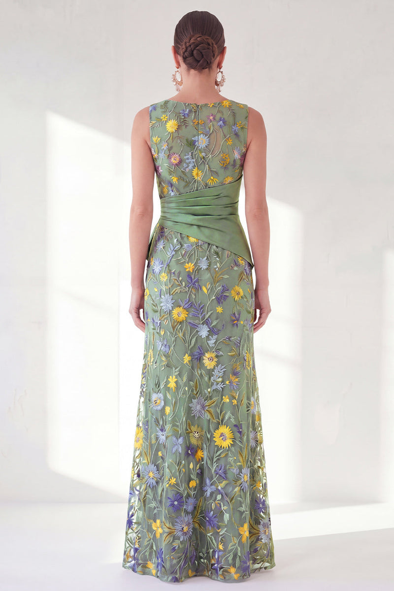 Laden Sie das Bild in den Galerie-Viewer, Marineblauer Meerjungfrauen-Bateau-Ausschnitt mit langem Mutter-der-der-Braut-Kleid mit Schlitz